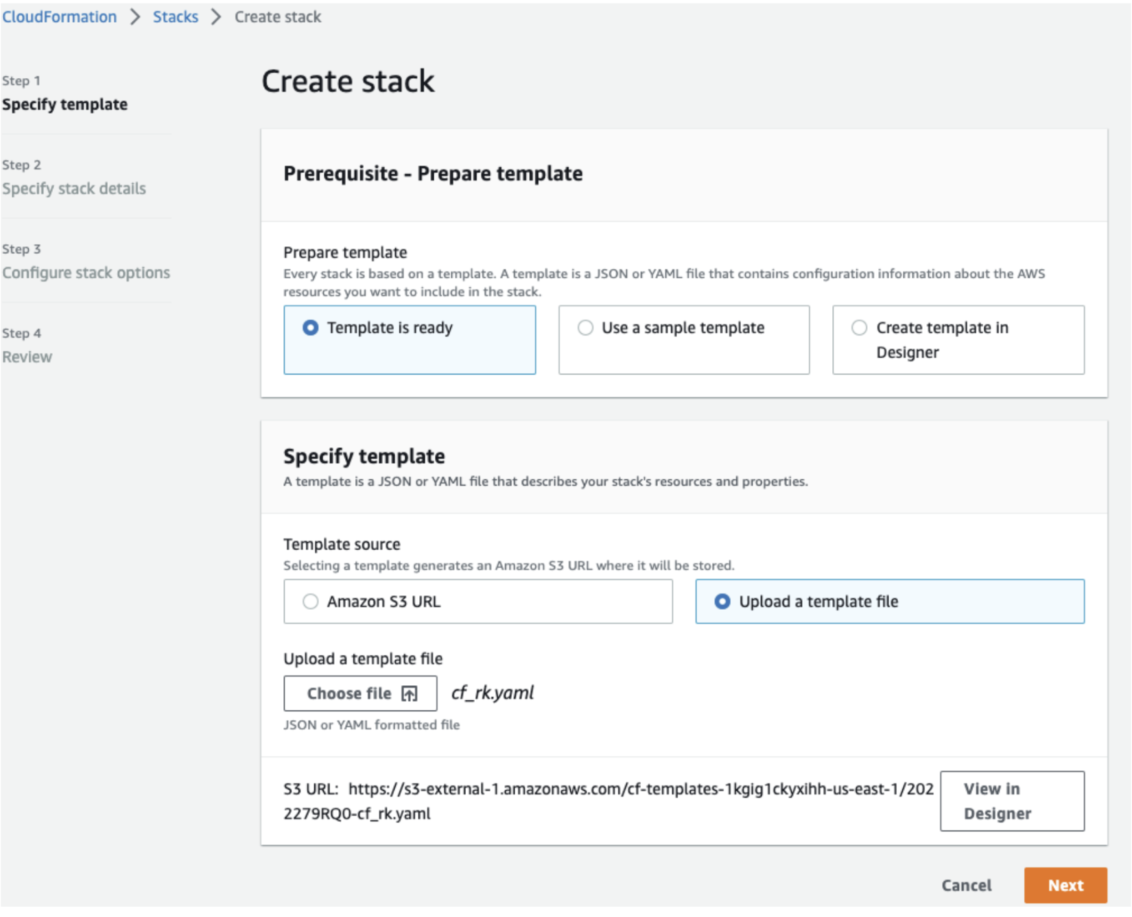 Create stack page