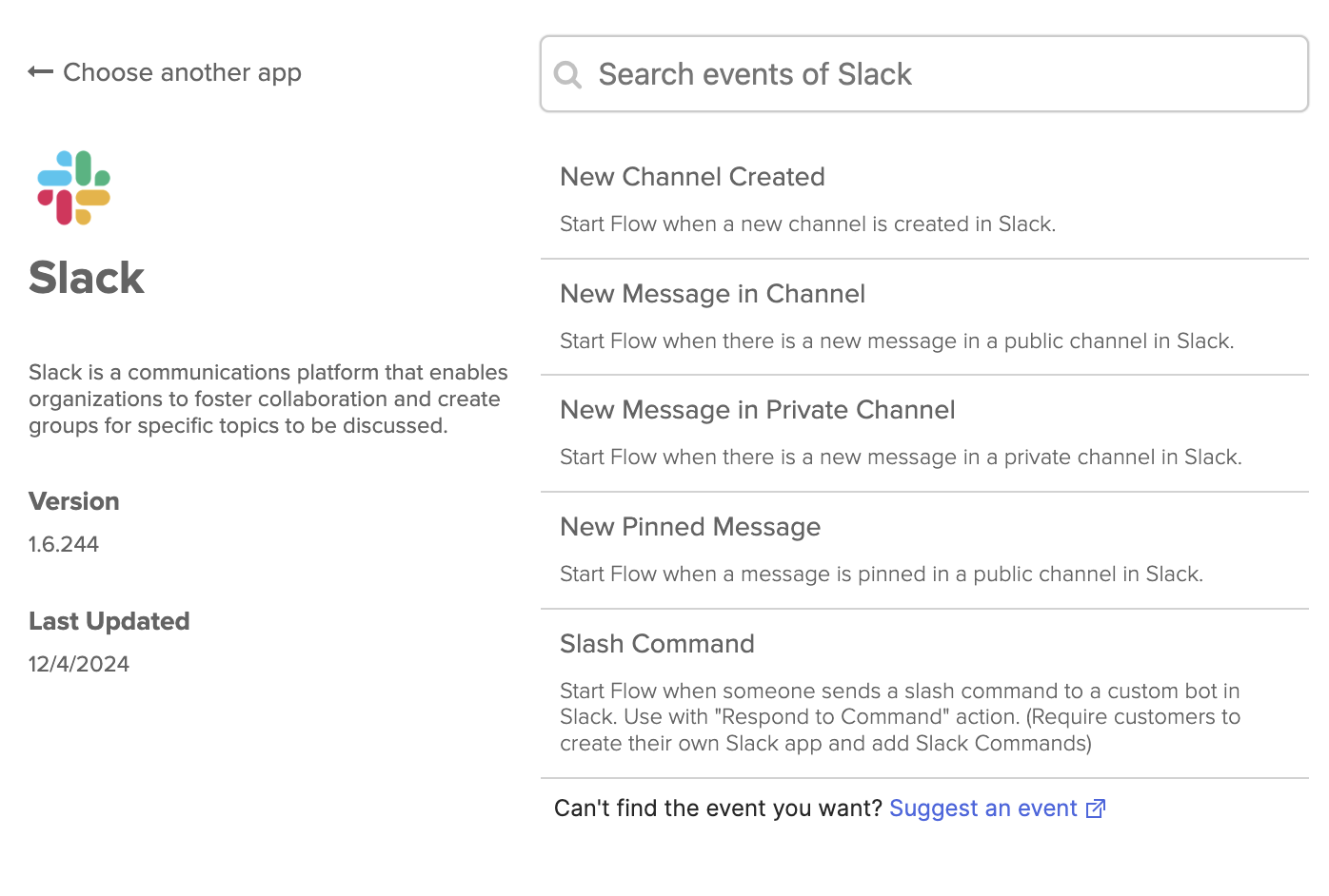 Slack connector events
