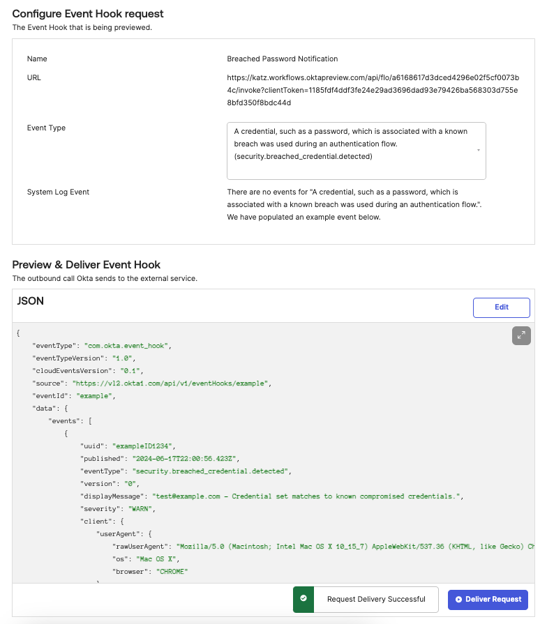 Event hook testing