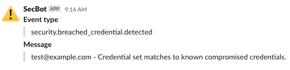 Slack message