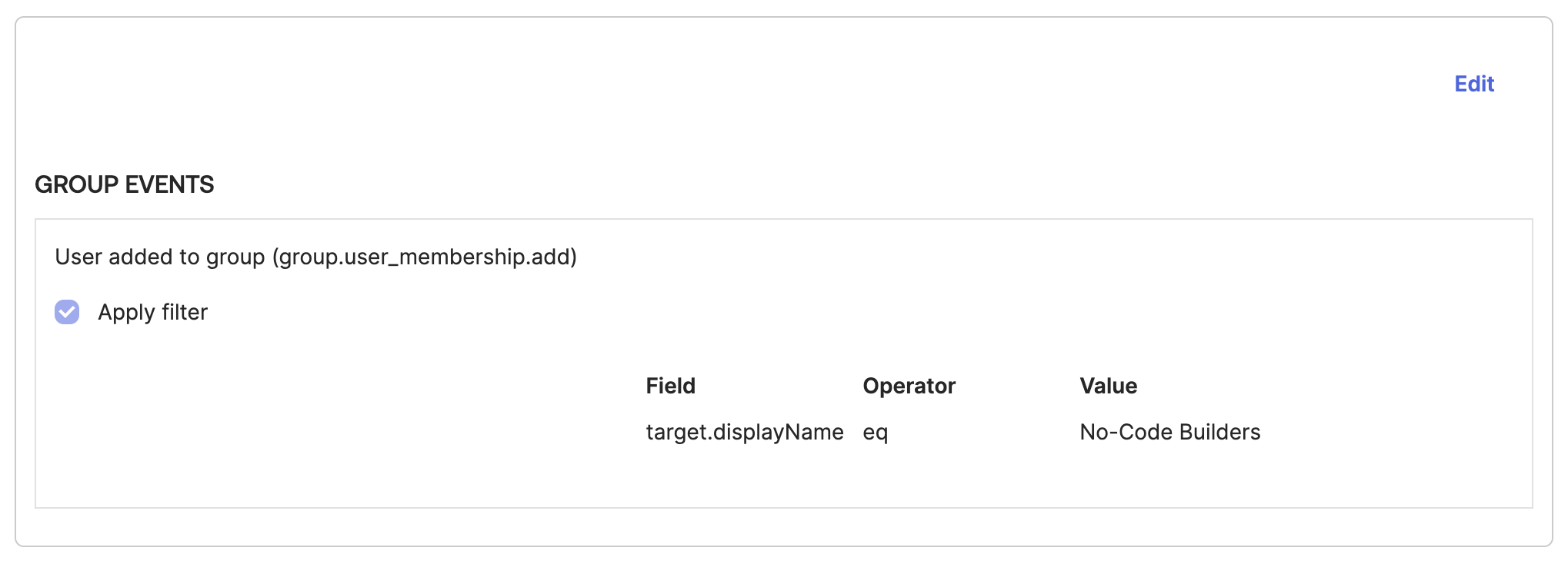 Event hook filter