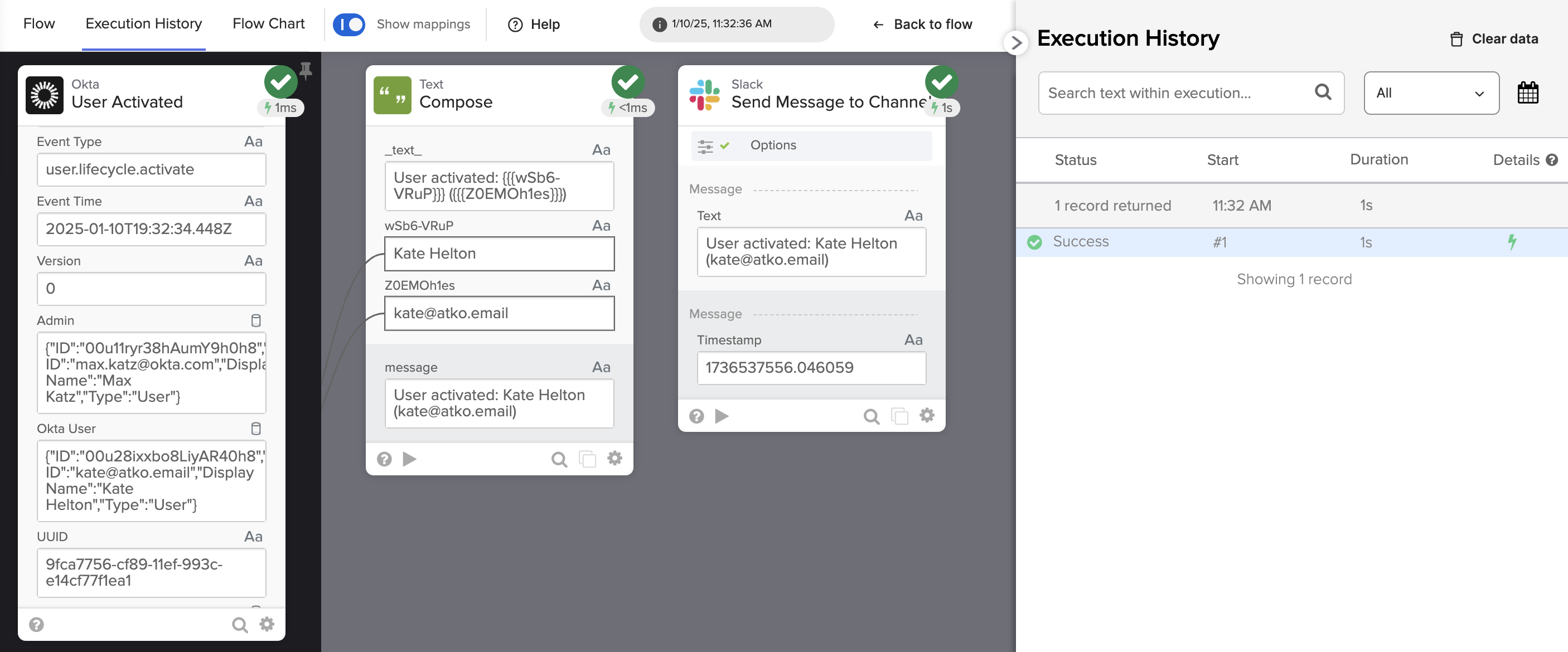 User activated notification flow execution