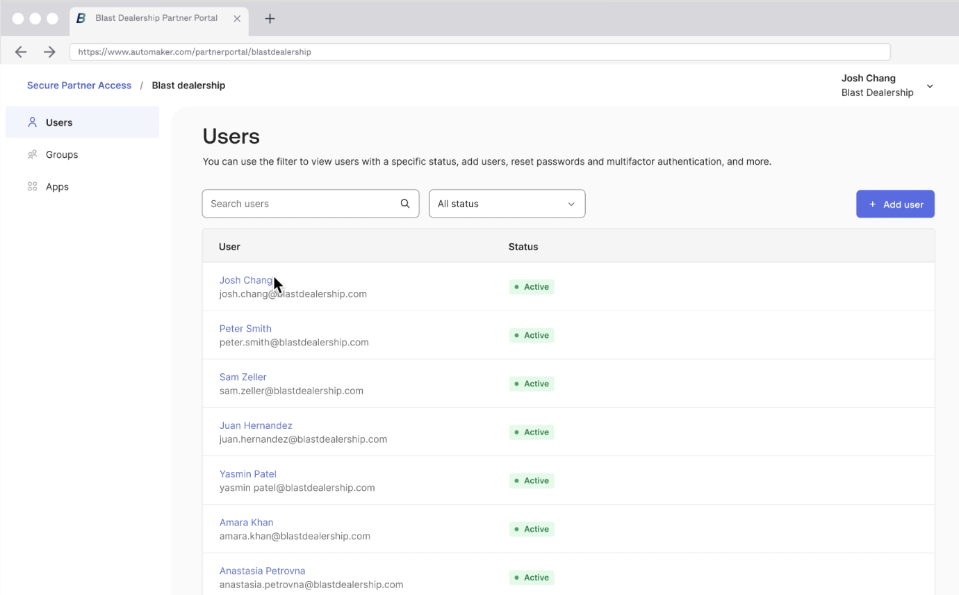 User listing