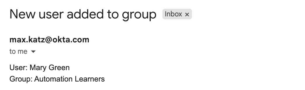 User added to group notification email.